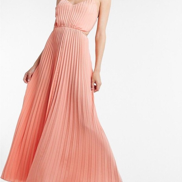 Express Dresses & Skirts - NWOT Express Coral and Pink Pleated Gown for Weddings